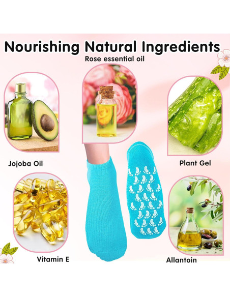 Calcetines Hidratantes Yihurlm 2 Pares Gel Antideslizantes Rosa Azul