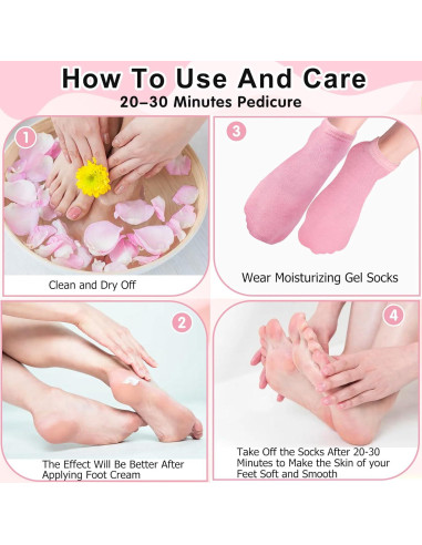 Calcetines Hidratantes Yihurlm 2 Pares Gel Antideslizantes Rosa Azul