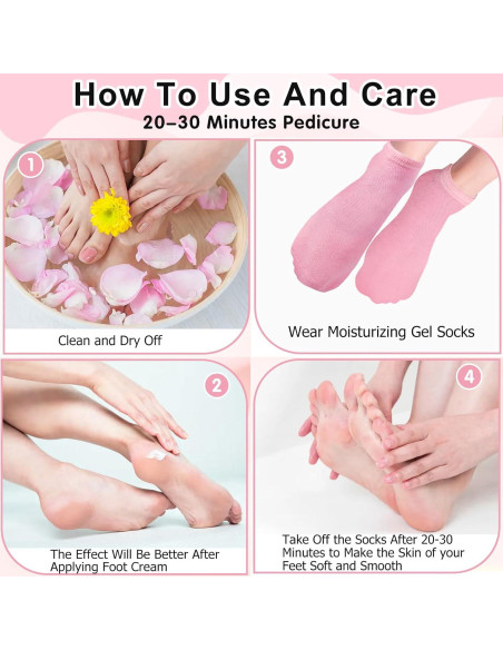 Calcetines Hidratantes Yihurlm 2 Pares Gel Antideslizantes Rosa Azul