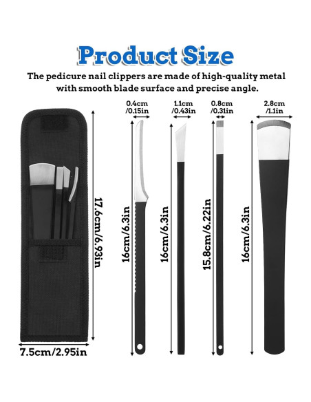 Juego de 4 Herramientas de Pedicura FdcLixuvol Acero Inoxidable