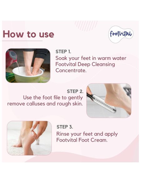 Lima de pies Footvital FV-Foot-File - Acero inoxidable ergonómico