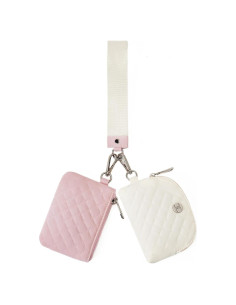 Monedero Muñequera Telena Doble Bolsa Beige Rosa 12.45cm