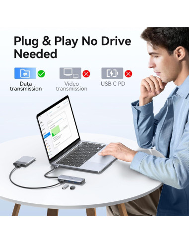 Adaptador Hub USB C HODO 6 en 1 HDMI 4K y 3 USB 3.0
