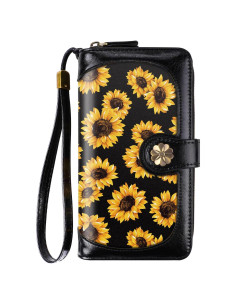 Cartera Clutch para Mujeres Girasol con Organizador y Bloqueo RFID