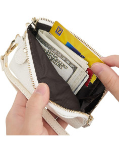 Monedero de Cuero ZOOEASS para Mujeres Blanco con Correa 2