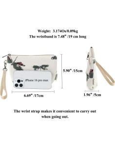 Cartera de muñeca BBORGDC blanca con cremallera y bolsillo 2