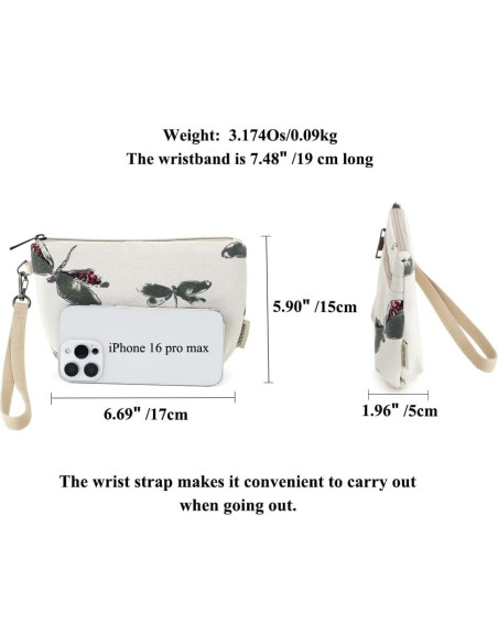 Cartera de muñeca BBORGDC blanca con cremallera y bolsillo Cartera de muñeca BBORGDC blanca con cremallera y bolsillo