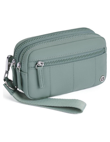 Bolso Cruzado Pequeño POIUGOYA de Nylon Verde con Monedero RFID