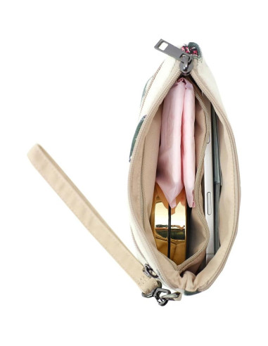 Cartera de muñeca BBORGDC blanca con cremallera y bolsillo