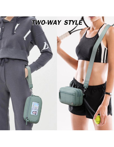 Bolso Cruzado Pequeño POIUGOYA de Nylon Verde con Monedero RFID