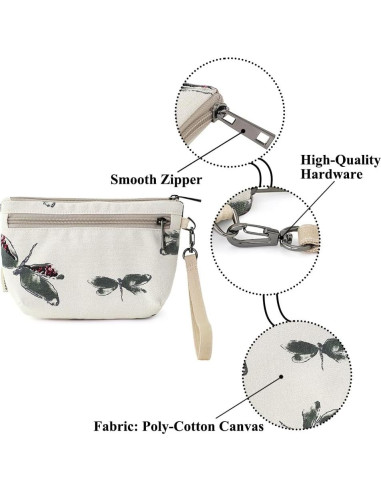 Cartera de muñeca BBORGDC blanca con cremallera y bolsillo