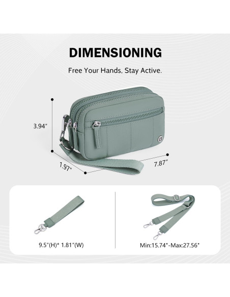 Bolso Cruzado Pequeño POIUGOYA de Nylon Verde con Monedero RFID