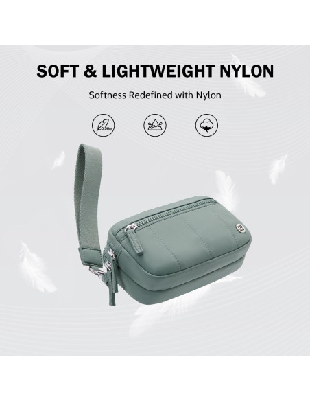 Bolso Cruzado Pequeño POIUGOYA de Nylon Verde con Monedero RFID