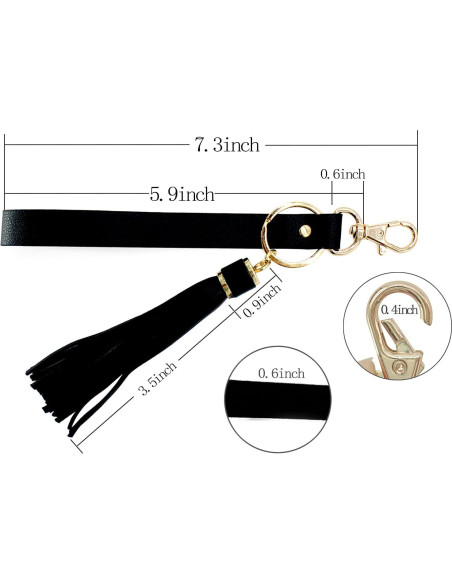 Correa de Muñeca de Cuero PAMIR TONG Negra con Borla