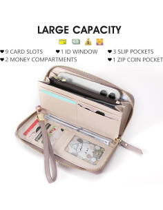 Cartera de Cuero Litchi Pomelo Mejor con Bloqueo RFID 20.1cm 2