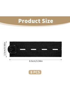 Extensores de Cintura Ajustables Giantree - 8 Piezas Negras 2