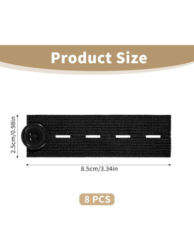 Extensores de Cintura Ajustables Giantree - 8 Piezas Negras