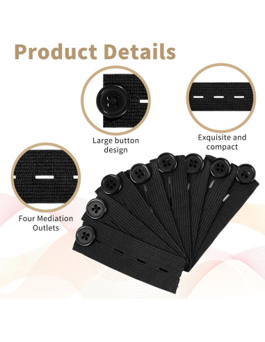 Extensores de Cintura Ajustables Giantree - 8 Piezas Negras