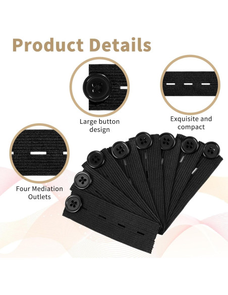 Extensores de Cintura Ajustables Giantree - 8 Piezas Negras