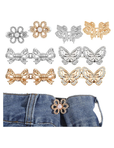 8 Clips Ajustadores de Cintura LIQWEI en Oro y Plata