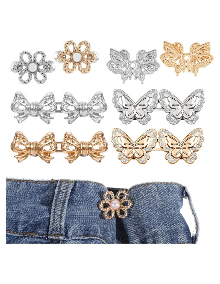 8 Clips Ajustadores de Cintura LIQWEI en Oro y Plata