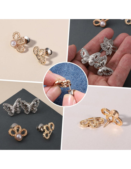 8 Clips Ajustadores de Cintura LIQWEI en Oro y Plata