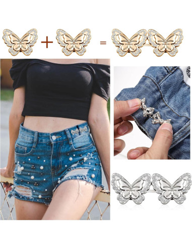 8 Clips Ajustadores de Cintura LIQWEI en Oro y Plata