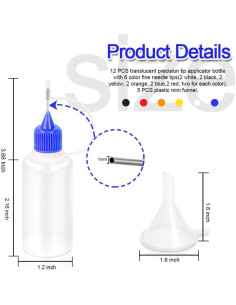 12 Botellas de Aplicador de Precisión YGDZ 30ml con 5 Embudos 2