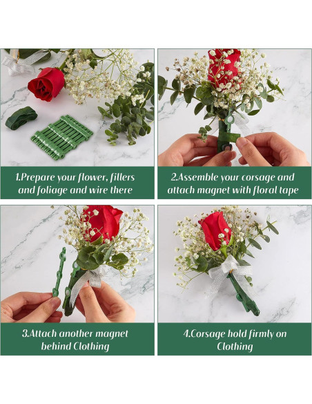 20 Pares de Pines Magnéticos Waydress para Corsage Verde