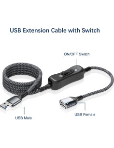Cable de Extensión USB Ruxely 2M con Interruptor On/Off 2