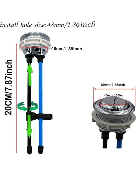 Botón de descarga dual Alovexiong 48mm con extensión 20cm