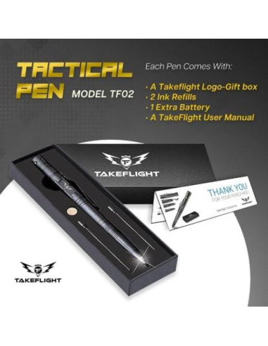 Bolígrafo Táctico TF TAKEFLIGHT con Linterna y Rompevidrios