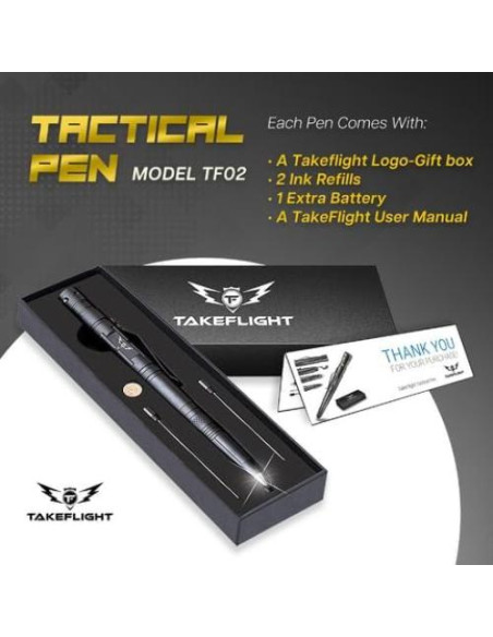 Bolígrafo Táctico TF TAKEFLIGHT con Linterna y Rompevidrios