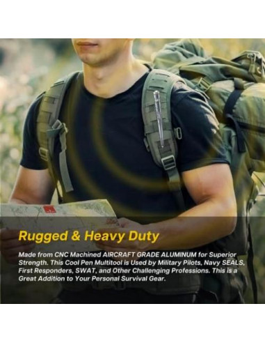 Bolígrafo Táctico TF TAKEFLIGHT con Linterna y Rompevidrios