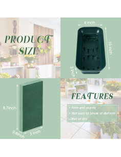 Paquete de 12 Tazones de Espuma Floral Sabary 25.4 cm Verde 2