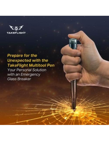 Bolígrafo Táctico TF TAKEFLIGHT con Linterna y Rompevidrios