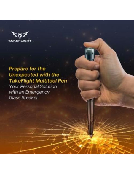 Bolígrafo Táctico TF TAKEFLIGHT con Linterna y Rompevidrios