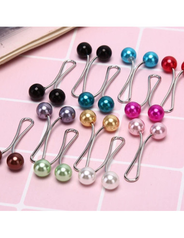 12 Pinzas de Perlas Multicolor para Bufanda Galepromot