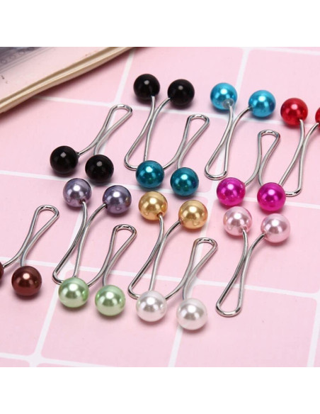 12 Pinzas de Perlas Multicolor para Bufanda Galepromot