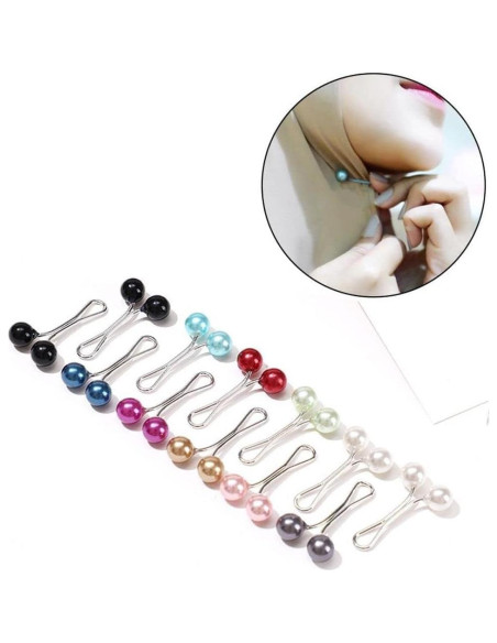 12 Pinzas de Perlas Multicolor para Bufanda Galepromot
