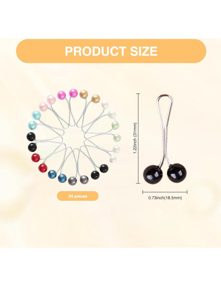 24 Alfileres de Bufanda de Perlas para Mujeres - Multi-Colores