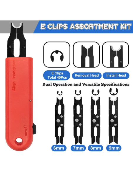 Kit Clips E Sopnom 4 Tamaños 6-9 mm con Herramienta