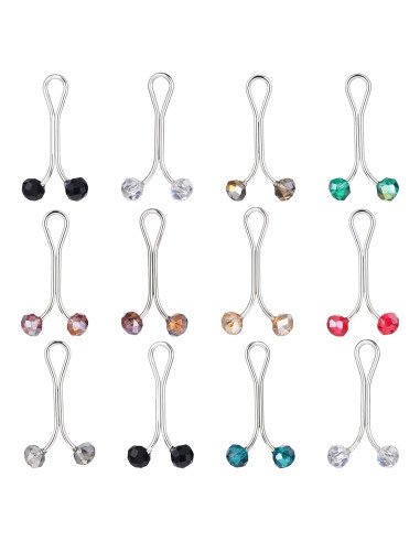 12 Alfileres de Hijab Larrel con Perlas Multicolor 1.6x3.1cm