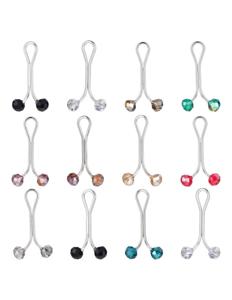 12 Alfileres de Hijab Larrel con Perlas Multicolor 1.6x3.1cm