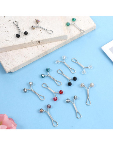 12 Alfileres de Hijab Larrel con Perlas Multicolor 1.6x3.1cm