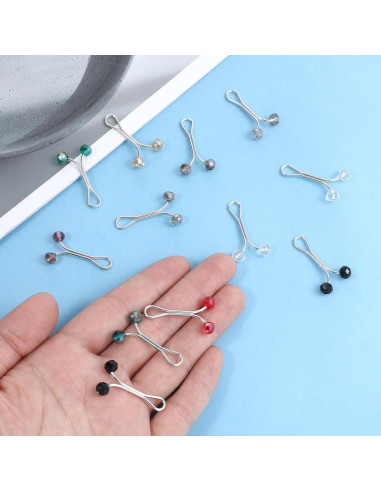 12 Alfileres de Hijab Larrel con Perlas Multicolor 1.6x3.1cm