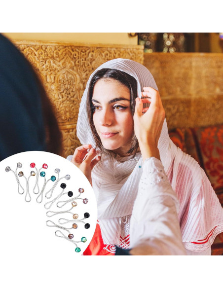 12 Alfileres de Hijab Larrel con Perlas Multicolor 1.6x3.1cm