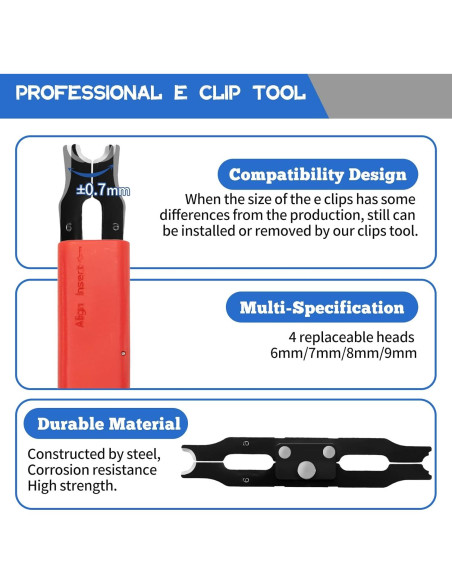 Kit Clips E Sopnom 4 Tamaños 6-9 mm con Herramienta