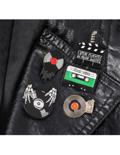 5 Piezas Pin de Esmalte Retro HUAQIGUO Tema Musical 2