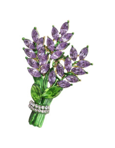 Broche de flor de lavanda con strass para mujeres - 10.9x7.9 cm
